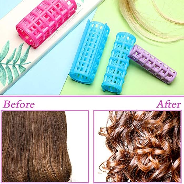 WILLBOND 44 Count Plastic Hair Rollers Self Grip Curlers Clip On Rollers No Heat Curlers for DIY Hairdressing, 4 Sizes - Image 4